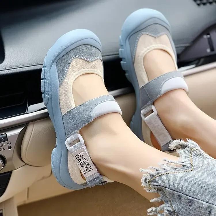 Sandals for Women, 2025 Summer New Style, Ugly and Cute Velcro Sandals, Fashionable Thick Soled Shallow Mouth Casual Single Shoe