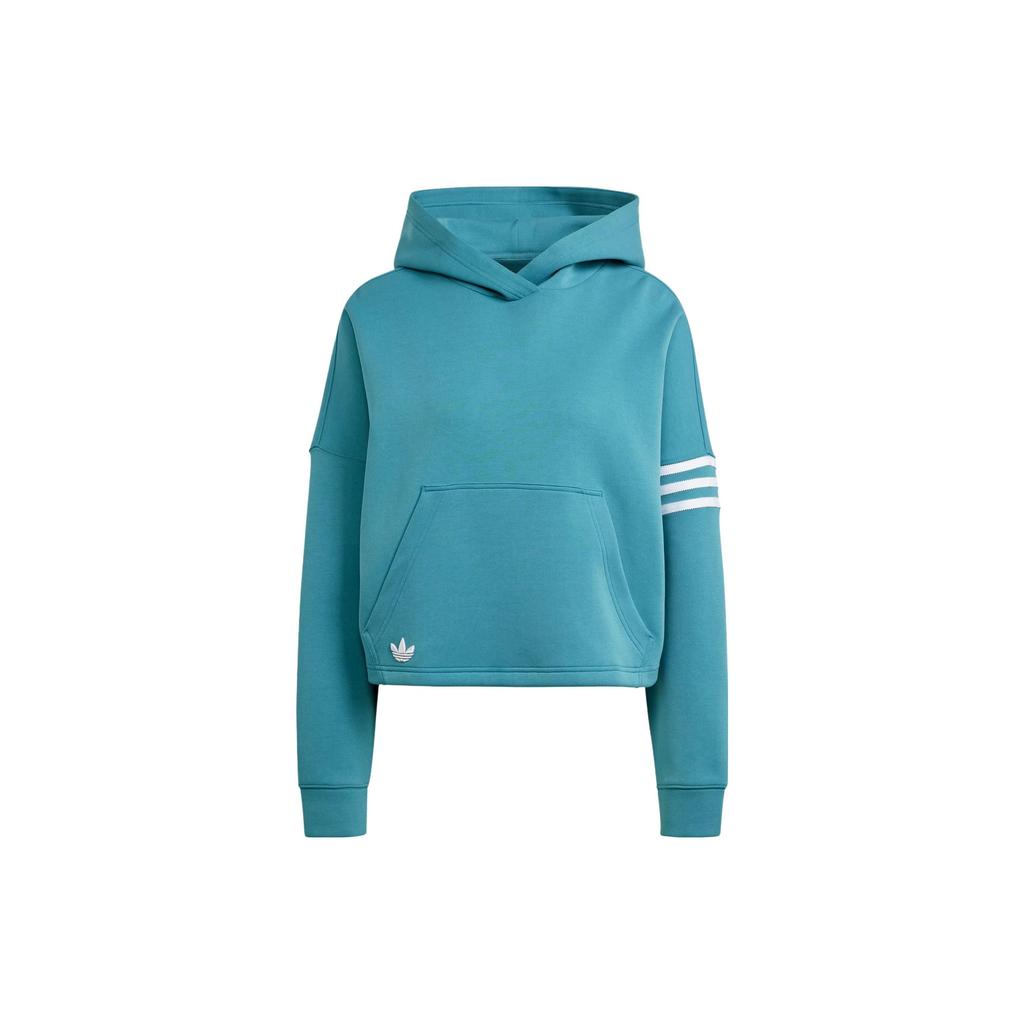 Adidas Originals Adicolor Neuclassics Cropped Hoodie With Logo Stripes Women Tops Arctic-Blue IL6664