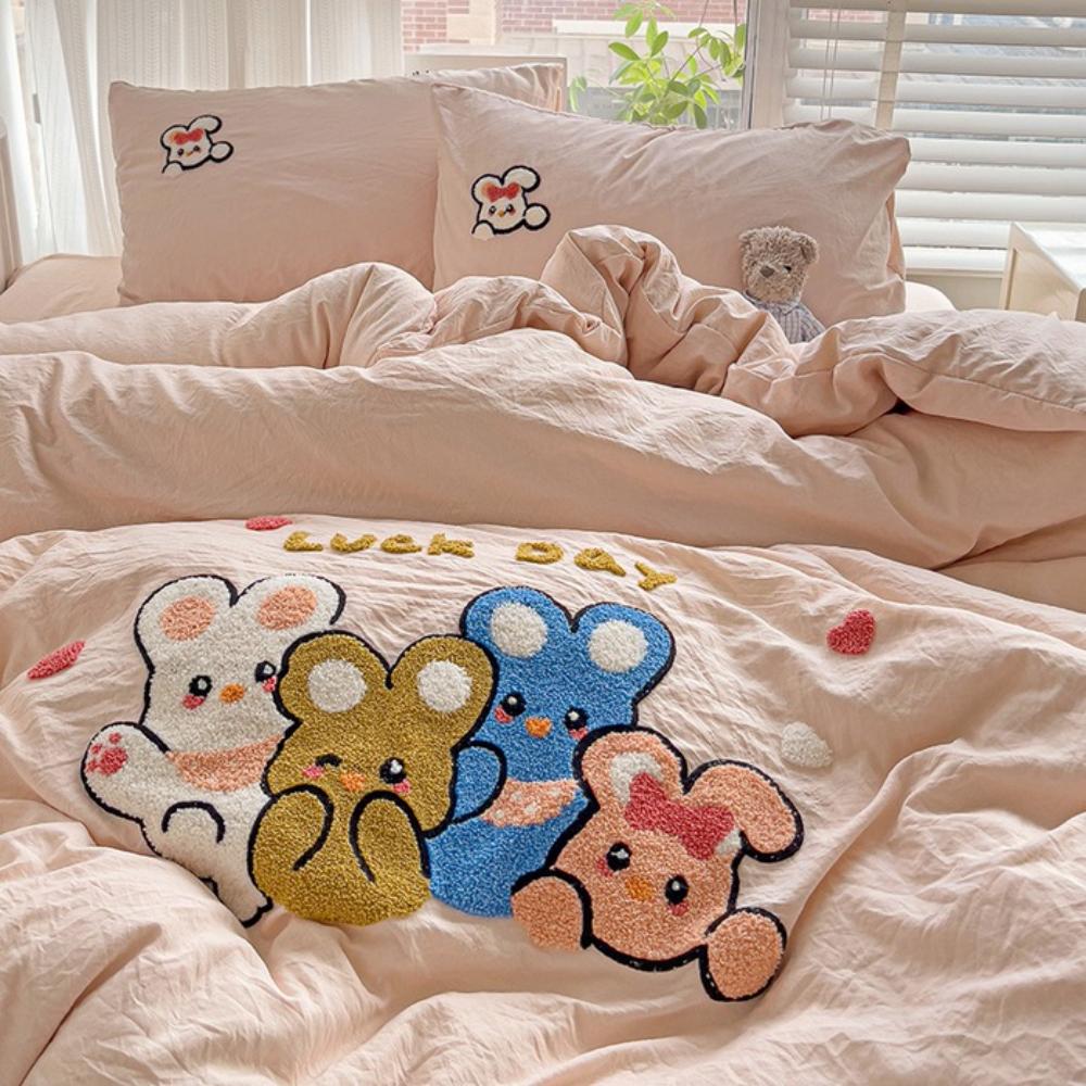 Bedding Pure Cotton Four-piece Set, Quilt Cover, Quilt Cover, Bed Sheet, Human Dormitory Three-piece Set