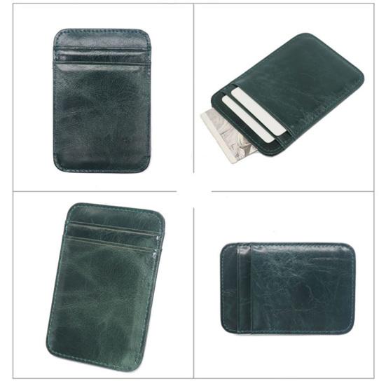Card Holder Slim Small Wallet Faux Leather Solid Color Driver's License Credit Card Case Business Use