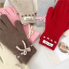 New Solid Color Gloves For Women In Winter Versatile For Students Cute Five Finger Knitted Knitted Couple Touchscreen Cute Warm Cycling