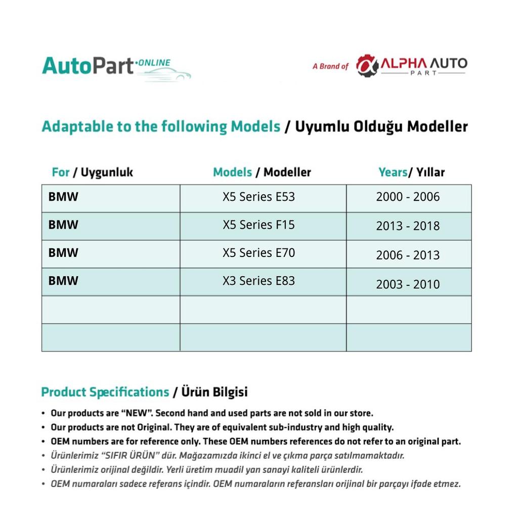 Sunroof Repair Kit for BMW X5 Series E53,F15,E70-2 Pieces