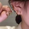 Personality Set Rhinestone Four-claw Row Earrings Female Simple Korean Shiny Earrings Party Jewelry Exquisite Gift