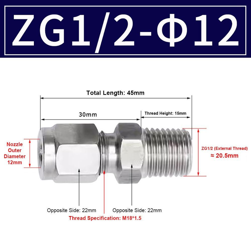 1Pcs Stainless Steel Quick Fitting 304 SS Metric ZG Pipe Fitting Tube Connector for Oil Water Gas