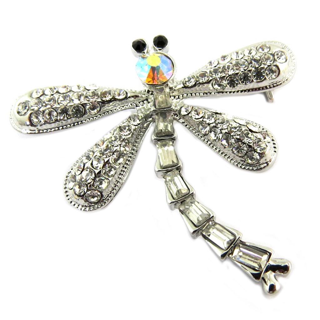 Les Trésors De Lily [P7622] - Silver-white 'Dragonfly' Designer Brooch - 40x40 Mm