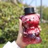Transparent Bear Beverage Drinking Bottle Cold Drink Milk Tea Juice Bottle Milk Tea Coffee Cup Honey Container Straw Bottle