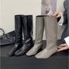 2025 Autumn and Winter New Thin Tall Knight Boots Women's Versatile Square Head Inner Height Increase But Knee Boots Autumn and Winter