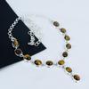 Natural Tiger Eye Gemstone Handmade 925 Sterling Silver Necklace, Tiger Eye Silver Necklace For Wife, Unisex Necklace, Birthday Gift For Wife