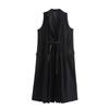 Retro European and American V-Neck Long Vest Dress with Autumn Design