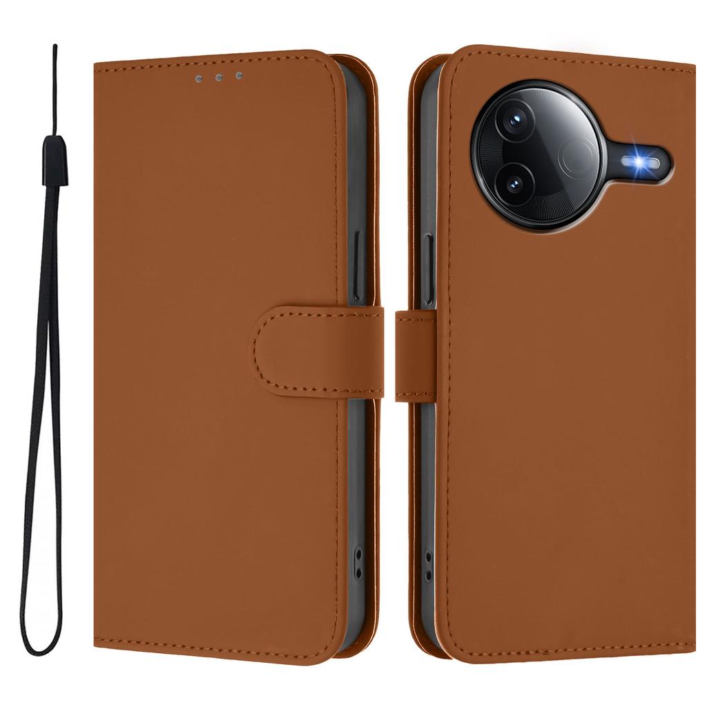 For Xiaomi Poco F7 Pro 5G/Xiaomi Redmi K80 5G/Xiaomi Redmi K80 Pro 5G/Xiaomi Poco F7 Ultra 5G Case Solid Color Wallet Leather Phone Cover with Strap