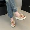 Slope Heel Cool Slippers Women's Summer Outer Wear 2025 New Thick Bottom Height Increase Small Man with Skirt Seaside Vacation One-word