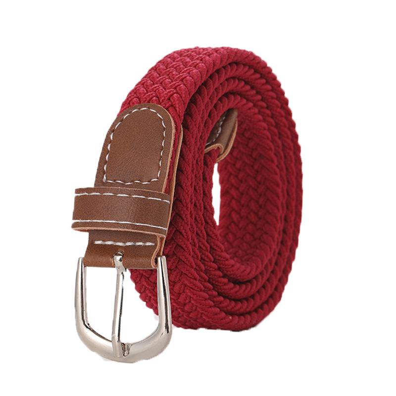 Fashion Universal Woven Thin Belt Elastic Casual Canvas Belt for Women Pants Jeans Knitted Needle Buckle Waistband Belts for Women