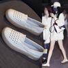 2025 New Soft Leather Hollow White Shoes Women's Spring and Summer New One-pedal Nurse Shoes Soft-soled Casual Flat-soled Single Shoes