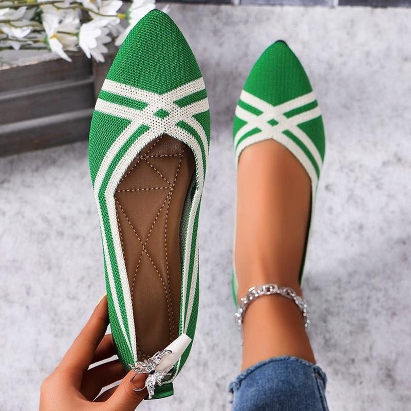 Fashion Women's Flat Shoes 2024 Spring and Autumn New Large Size Pointed Flat Women's Shoes Comfortable Flying Woven Bean Shoes