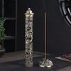 Antique Vintage Copper Vertical Incense Stick for Burner Hollow Out Carved Dragon Phoenix Metal Tower Ash Catcher Censer