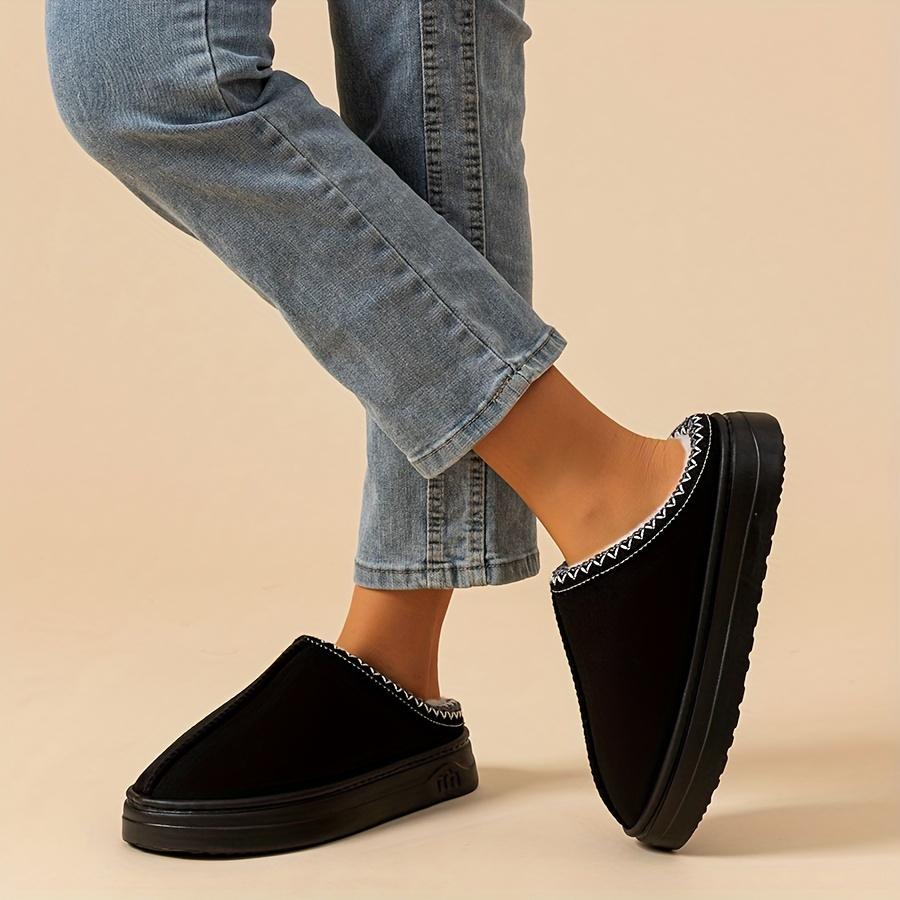 Winter Indoor And Outdoor Solid Color Thick-soled Non-slip Lightweight Warm Ladies Slippers