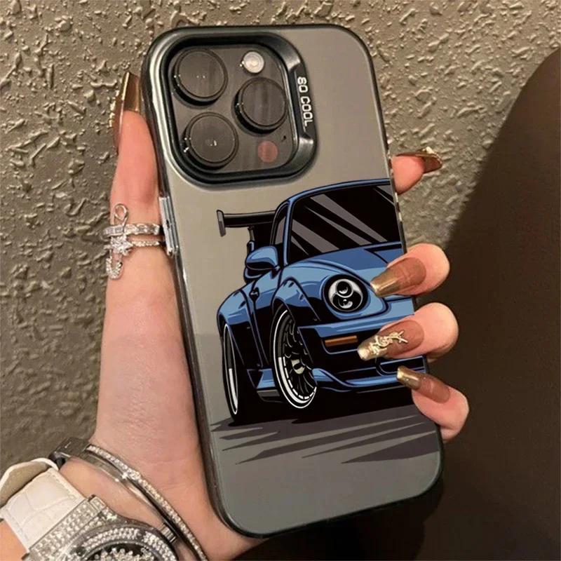 Fashionable Car Anti-fall Print Phone Case for Mi 14T 14 13 12 12T 11 Lite Poco X6 F6 F5 X5 M3 Pro 4G 5G Silver IMD Cover