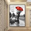 Abstract Oil Painting Lovers In Red Umbrell Canvas Posters Wall Art Print Modern  Painting Nordic Kid Bedroom Decoration Picture No Frame