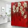 Красный цветочный арт водонепроницаемая устойчивая к плесени шторка для душа - Элегантный дизайн для роскошного декора ванной комнаты