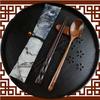 2pcs Tableware Set Chinese Japanese Vintage Wooden Chopsticks Spoon With Holder