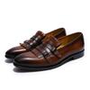 Fashion Breathable European Style Mens Loafers Genuine Leather Double Buckle Monk Strap Shoes Wedding Party Banquet Slip On Men Footwear