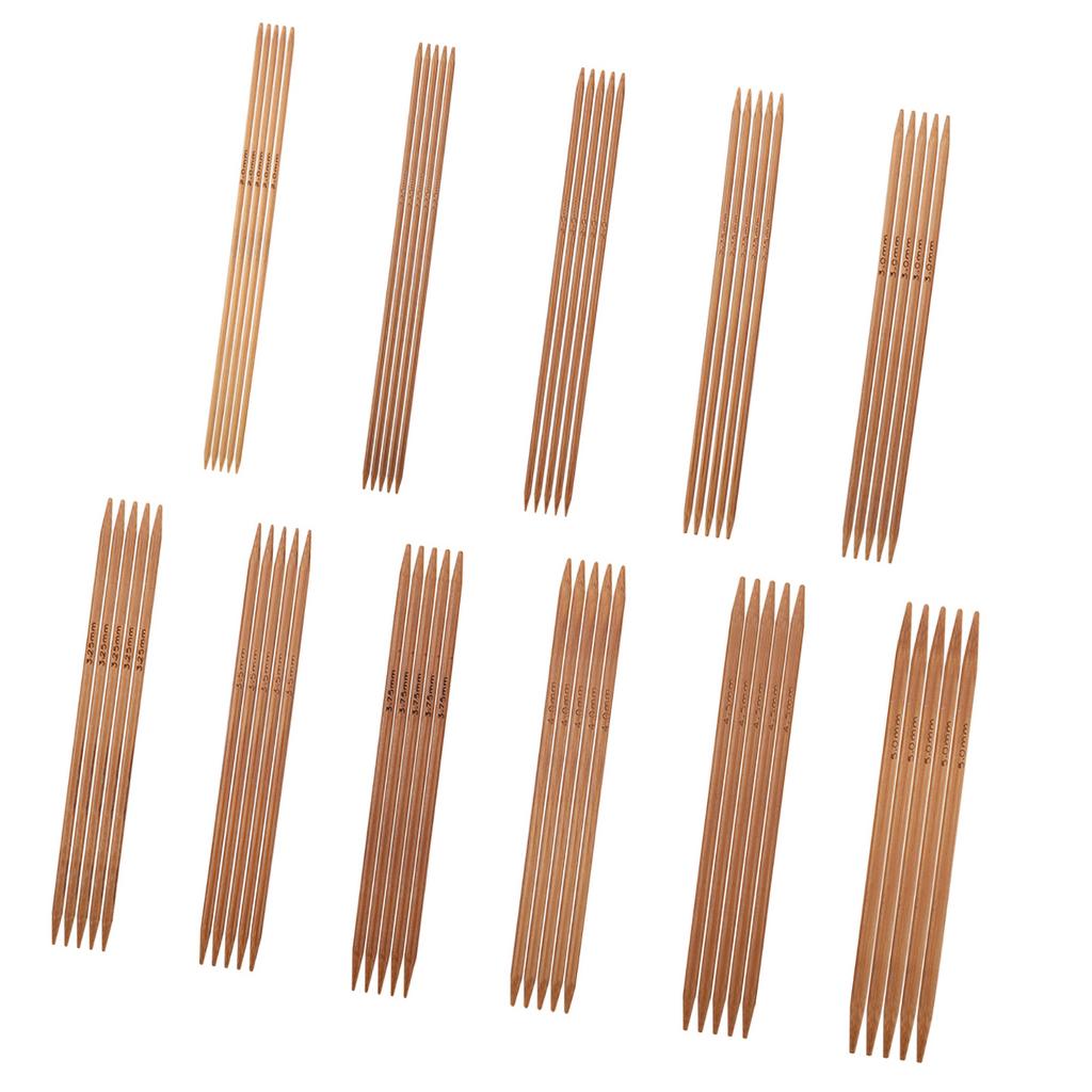 Set of 11 Bamboo Double Pointed Knitting Needles Set 11 Sizes (5.1in 13cm)