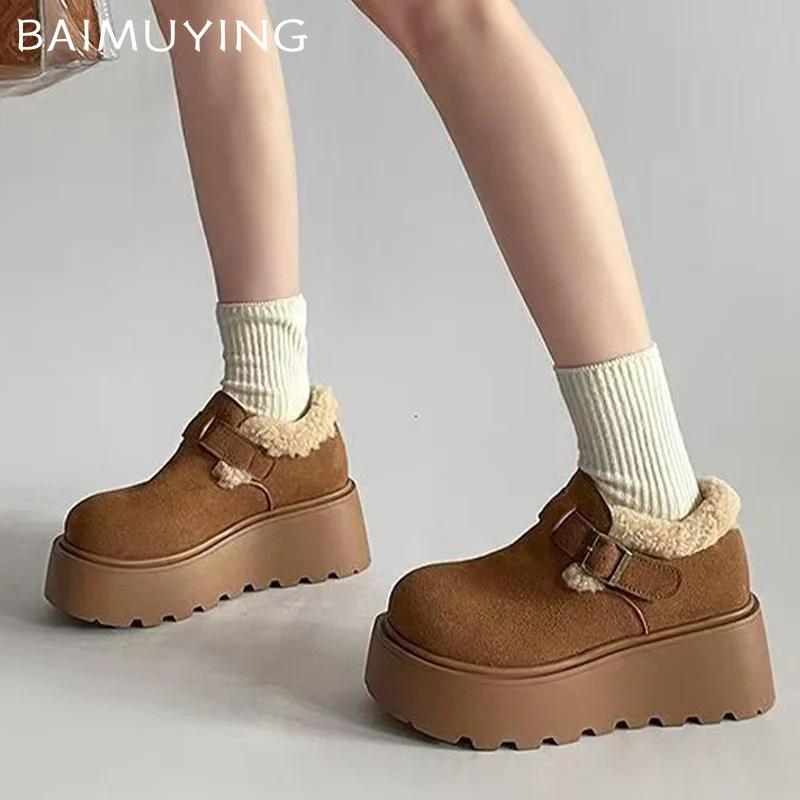 Suede Women Snow Ankle Boots Fur Platform Casual Sneakers Cotton Loafers Shoes Winter 2025 Trend Warm Walking Botas De Mujer