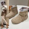 Fashion Vintage Women Boots Suede Ankle Boots Fringe Women Shoes Winter Boots Women Side Zipper Casual Shoes Round Toe Ladies Snow Boot