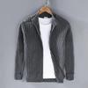 Autumn Winter Men Cardigan Sweater Men's Stand Collar Zipper Cotton 100% Thickened Knit Solid Color High Street Clothes
