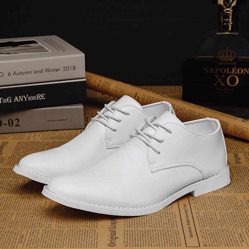Men Leather Shoes Lace Up Wedding Business Men Casual Flats Shoe Luxury Brand Oxford Shoes Black Outdoor Men Platform Shoes