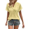 Women's Fashion Solid Color Short Sleeve V Neck Casual Pullover T-shirt Top