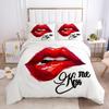 3D Sexy Lips Bedding Set Kiss Me HD Printing Duvet Cover 2/3 Pieces AU140 * 210 Full-size Soft Home Decoration