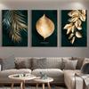 3 Pieces Gold Leaves Fashion Wall Canvas Painting Flower Classic Plant Design Gold Pop Posters and Prints for Living Room Bedroom Home Pictures Decor