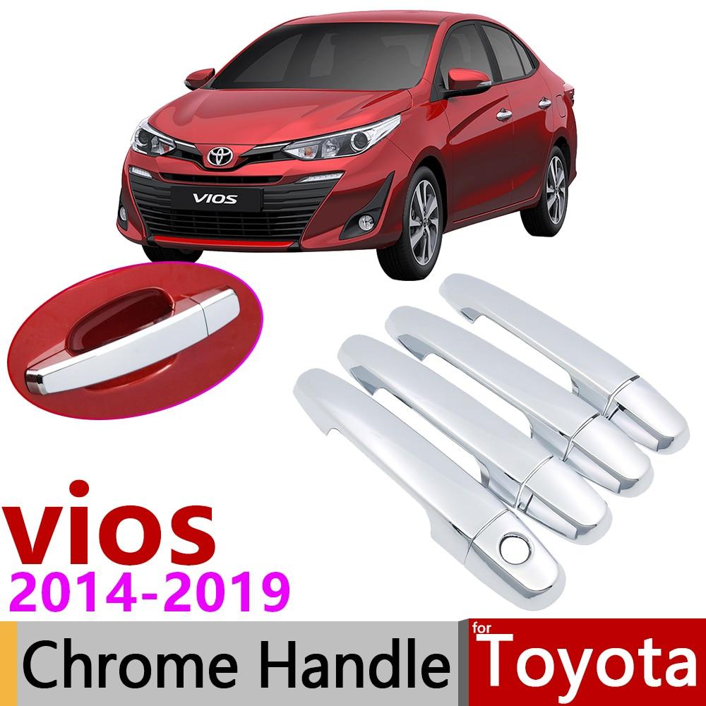 For Toyota Vios XP150 2014 2015 2016~ Chrome Exterior Door Handle Cover Car Accessories Stickers Trim Set Fit Yaris Sedan