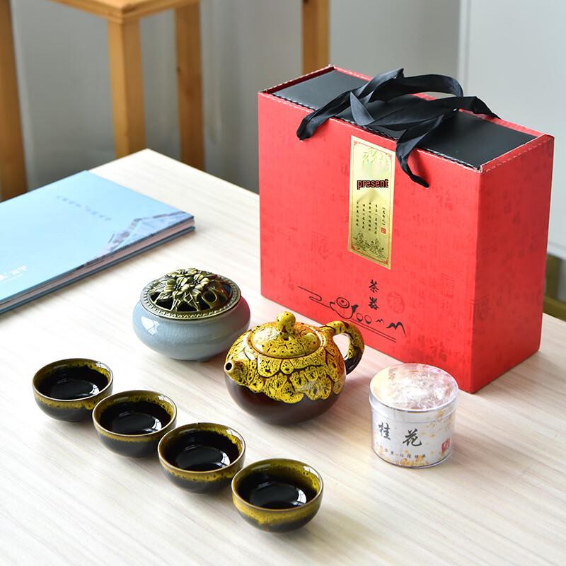 Qingsongshen Guochao Ge Kiln Ceramic Gongfu Tea Set