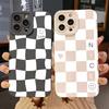 Fashion White Grid Silicone Phone Case For iPhone 16 Pro Max 15 14 13 12 11 X XS Max XR 7 8 Plus SE  Shockproof Soft Cover