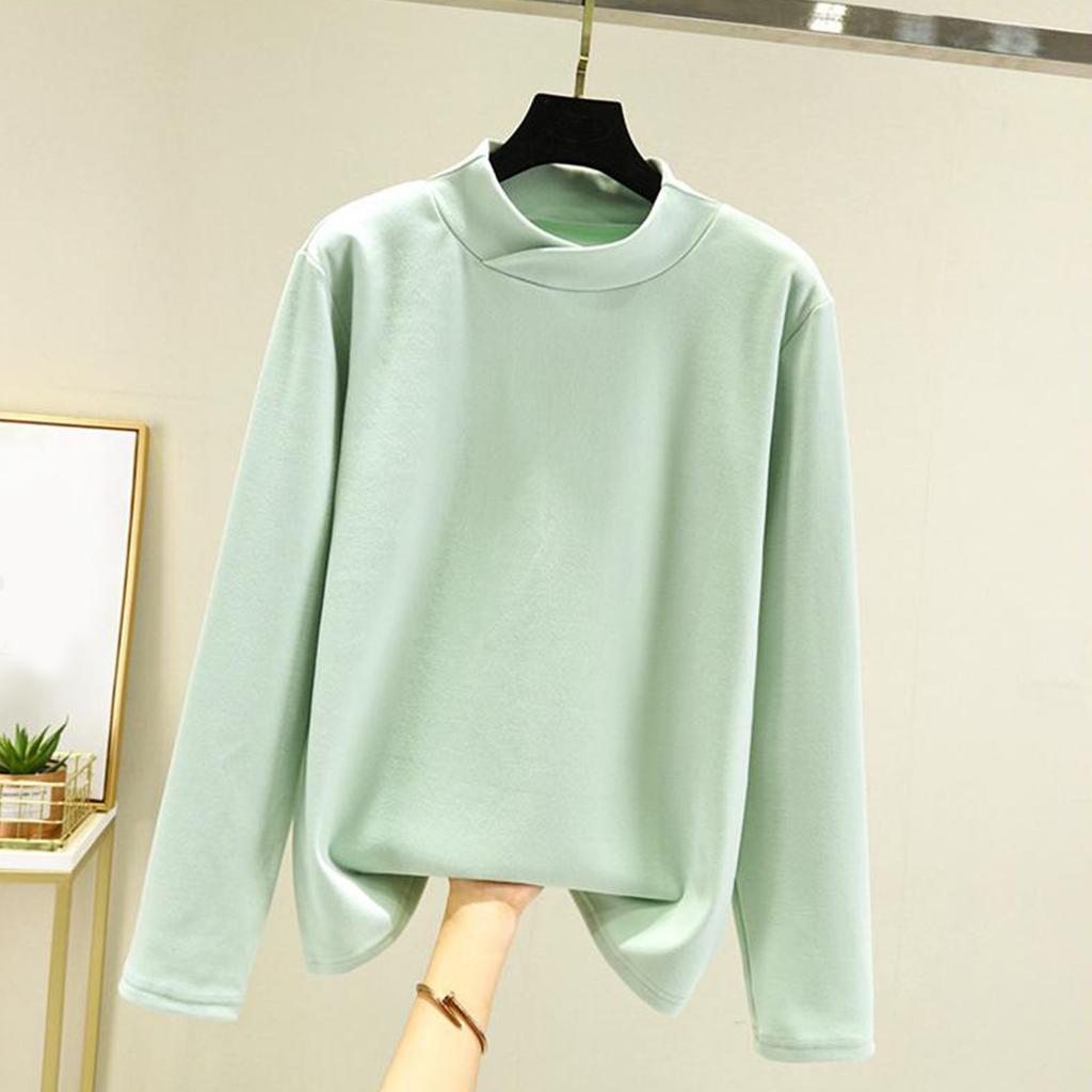 Ladies' Loose Comfortable Casual Fashionable And Warm Underwear With Seamless Cross Collar And Thick Velvet Large Size Top