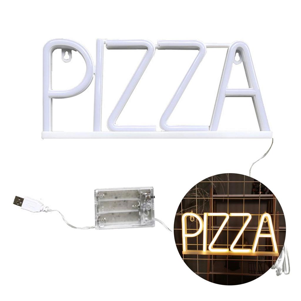 Pizza Letter Neon Sign LED Light Creative Shape Energy-saving Flicker Free Wall Art Background Neon Lamp Decor