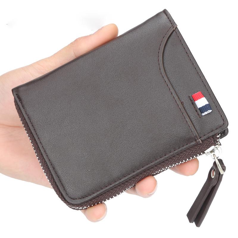 Men's Zipper Wallet Short, Large Capacity, Fashionable High Quality PU Leather Wallets Multi-Slot Coin Pocket Card Holder Case