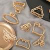 1Pc Cute Cat Ear Gold Metal Mini Geometric Hair Claw Hairpin Crab Hair Clips Fashion Women Girls Hair Accessories