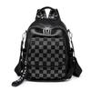 Women's Backpack Chessboard Rhinestone Bag Outdoor Leather Backpack
