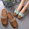 Summer Men/Women Flat Slippers Casual Slides Floral Bow Linen Women Sandals Indoor Shoes