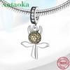 KATAOKA Beautiful Orange Zircon Pendants 925 Sterling Silver Charms Beads Fit Original Kataoka Bracelets Women Jewelry