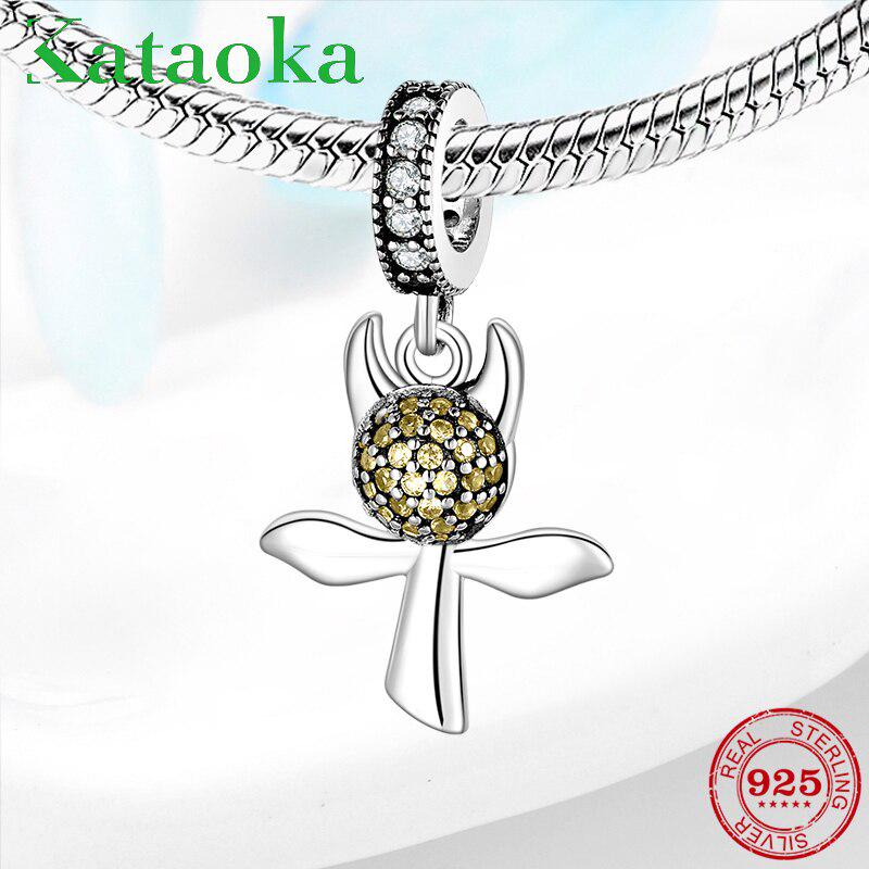 KATAOKA Beautiful Orange Zircon Pendants 925 Sterling Silver Charms Beads Fit Original Kataoka Bracelets Women Jewelry