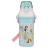 Children's Water Bottle, 480ml, Direct Drinking, Plastic, One-Touch Operation, Dishwasher Safe, Made In Japan, Disney Princess 25, Girls, PSB5S