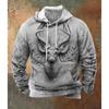 Men's Vintage Hoodie 3D Deer Hunting Graphic Hooded Sweatshirt For Male Winter Outwear Tops Oversized Daily Casual Steetwear