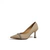 Cow Leather Pointed Toe High Heels Rhinestone Women Pumps