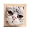 Photo Frame Ornaments with Shaping Base Wool Felt Interactive Lovely Cat Head Doll Knitting Kit Household Supplies