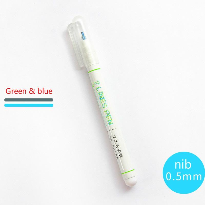 Two-color Key Double-line Pen Three-dimensional Outline Cute Dreamy Drawing Creative Girl Heart Round Head Hand Account Pen Fluorescent