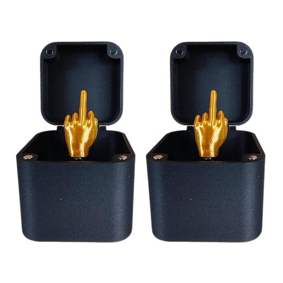 1/2Pcs Middle Finger Gift Box Popping Golden Middle Finger Case Desktop Decoration Teasing